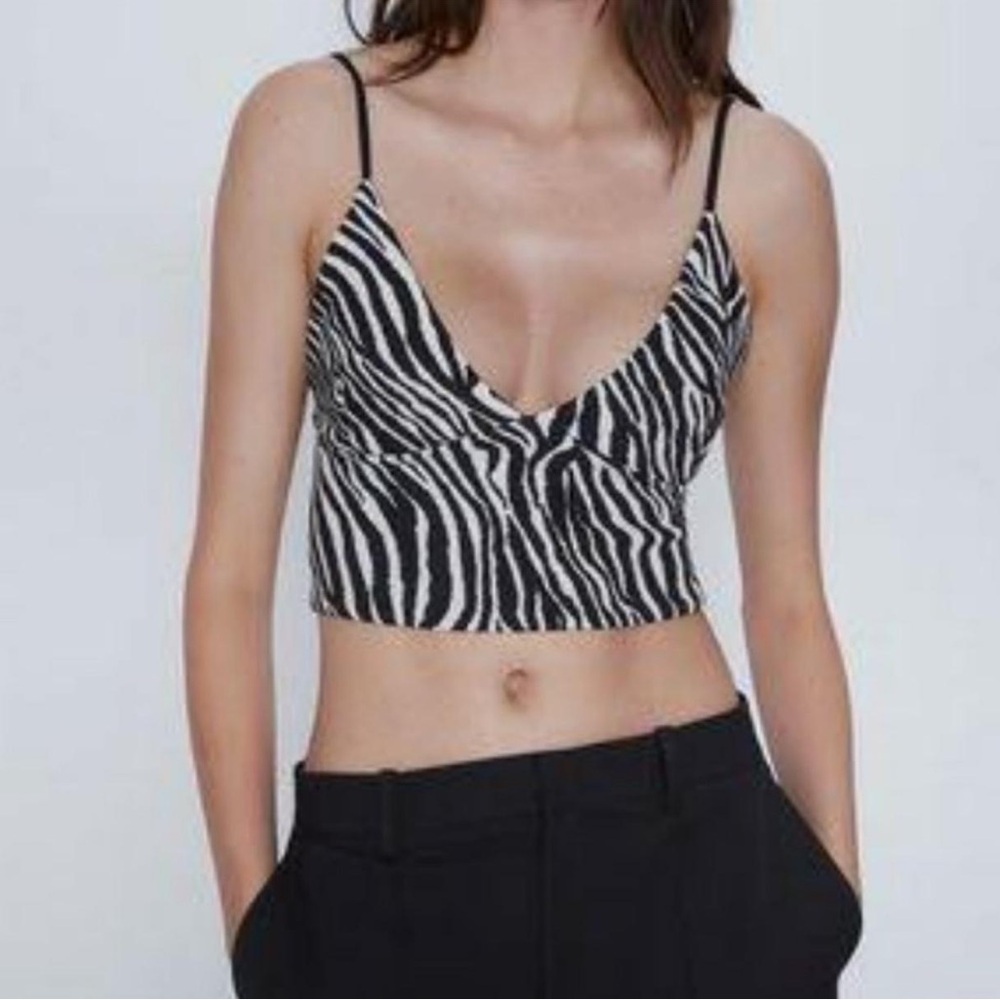 Zara zebra print crop top